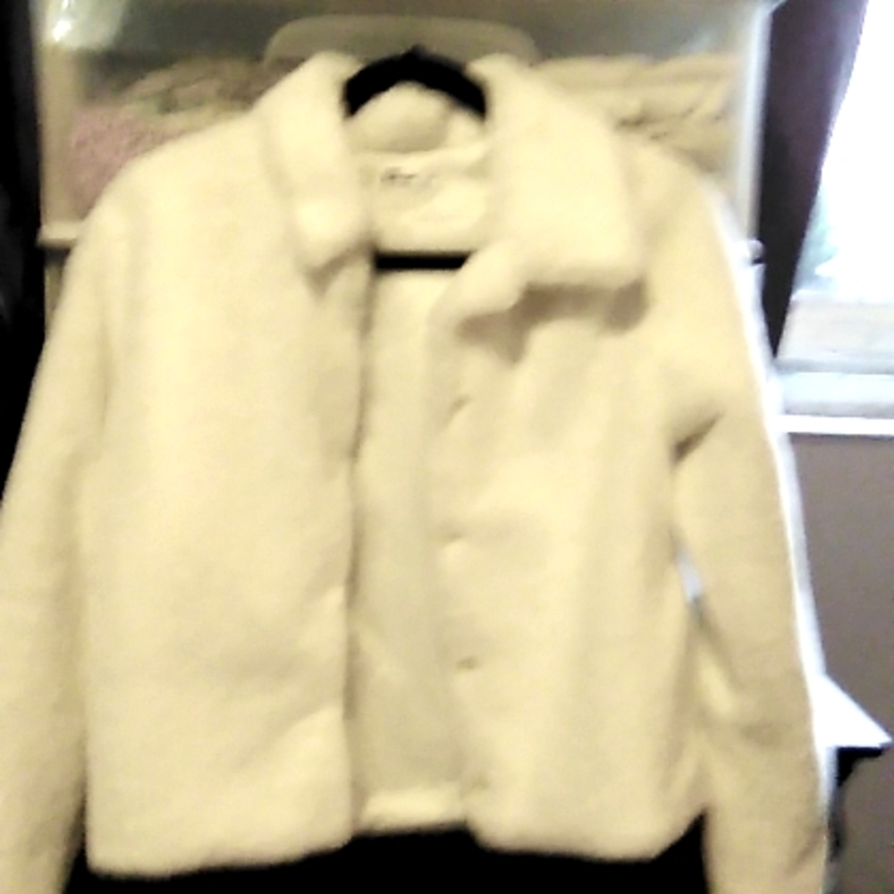 White faux fur jacket